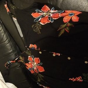 pretty black shirt with red/blue/white flowers super soft and flowy.
